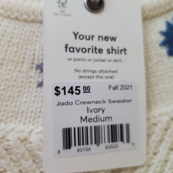 Marine Layer Jada Crewneck womens sweater ivory sz Medium pullover knit new - Picture 8 of 16